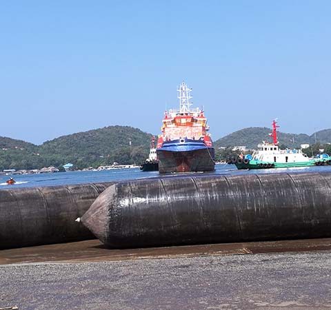 Evergreen Launched 50 m Utility Vessel for Unithai Offshore with airbags