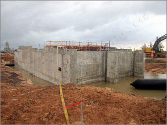 Concrete Pump House Launching with evergreen airbags