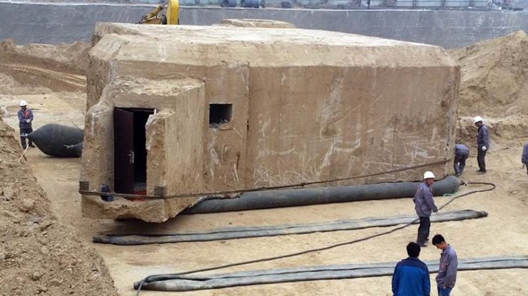 Relocates underground bunkers with airbag technology