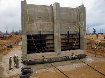 Concrete Pump House Launching with evergreen airbags
