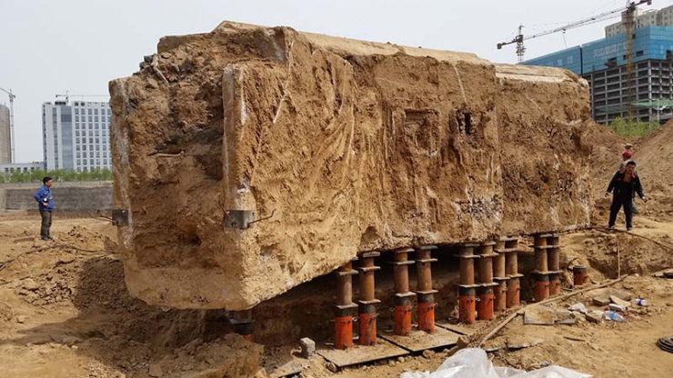 Relocates underground bunkers with airbag technology