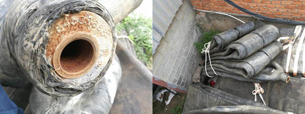 How to evaluate old ship launching airbags 2 Rusted airbag end fittings in bad storage condition