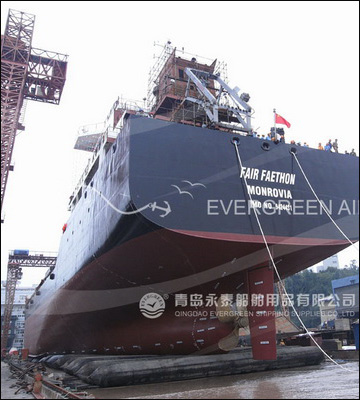 Oil tank launch with Evergreen ship launching airbags